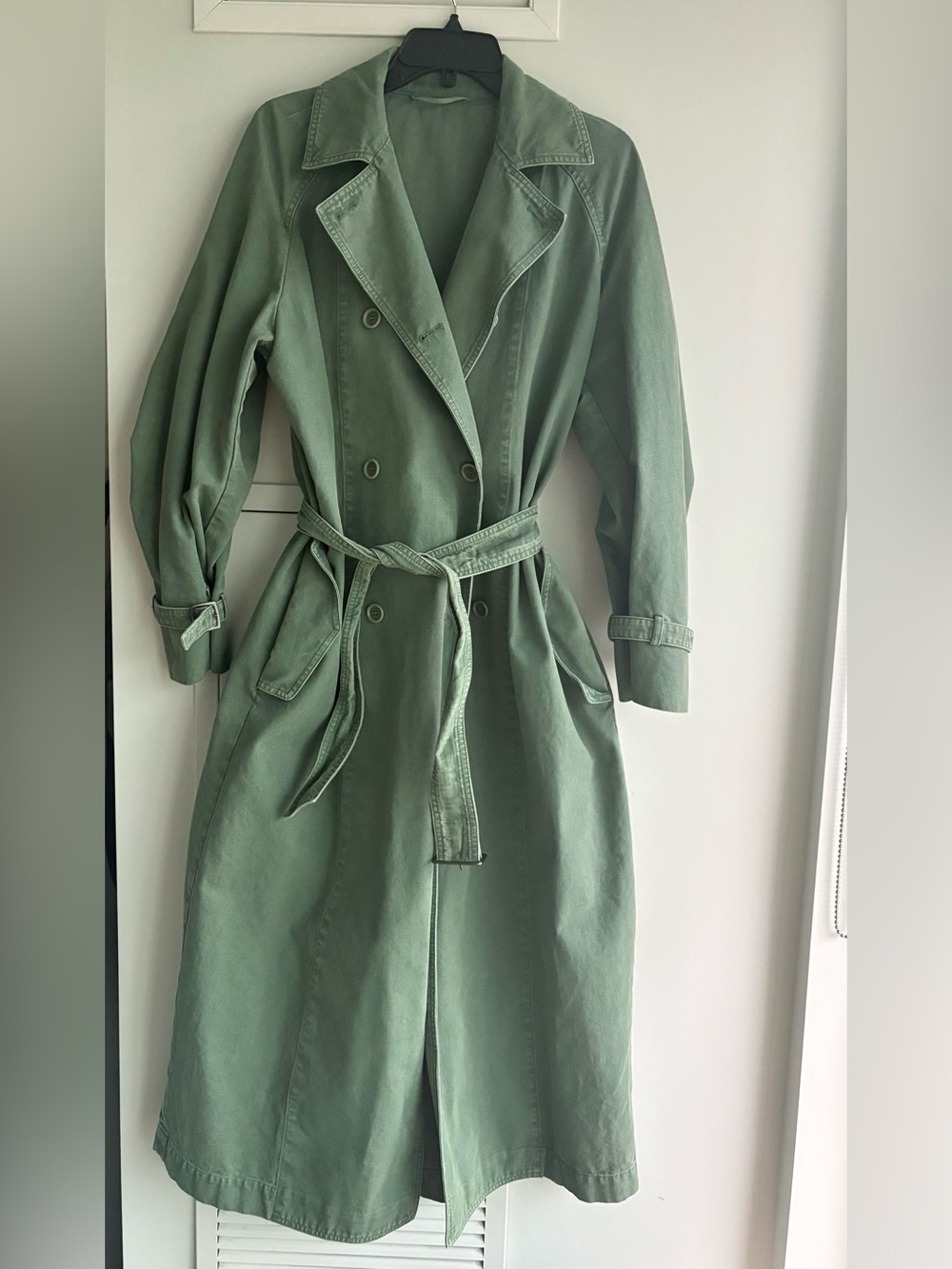 MaxMara Corfu Sage Green Double-Breasted Trench Coat with Belt - Picture 5 of 12